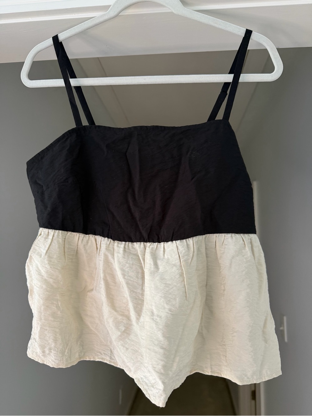 Loft Two-Tone Black and Cream Spaghetti Strap Tank Top